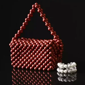 Kırmızı Boncuklu El Yapımı Çanta